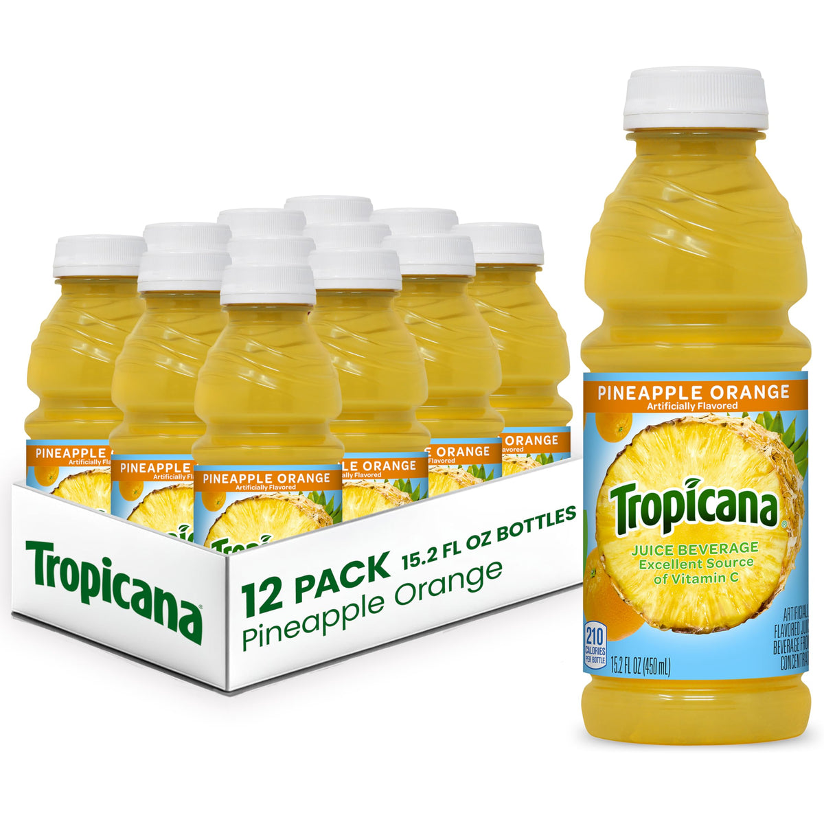 Tropicana Pineapple Orange Juice Drink — 12 Pack, 15.2 oz Bottles