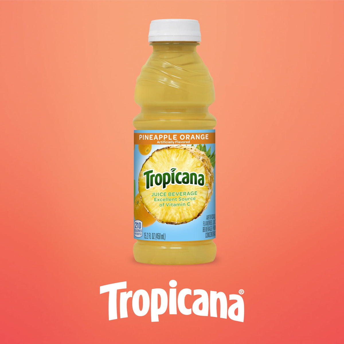 Tropicana Pineapple Orange Juice Drink — 12 Pack, 15.2 oz Bottles