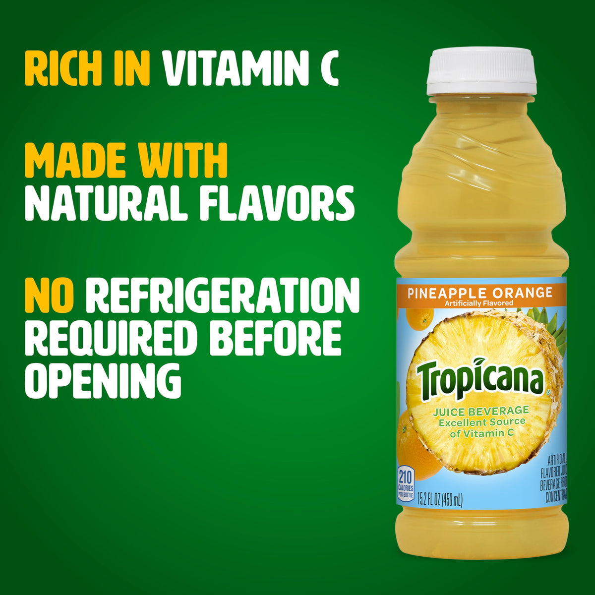 Tropicana Pineapple Orange Juice Drink — 12 Pack, 15.2 oz Bottles