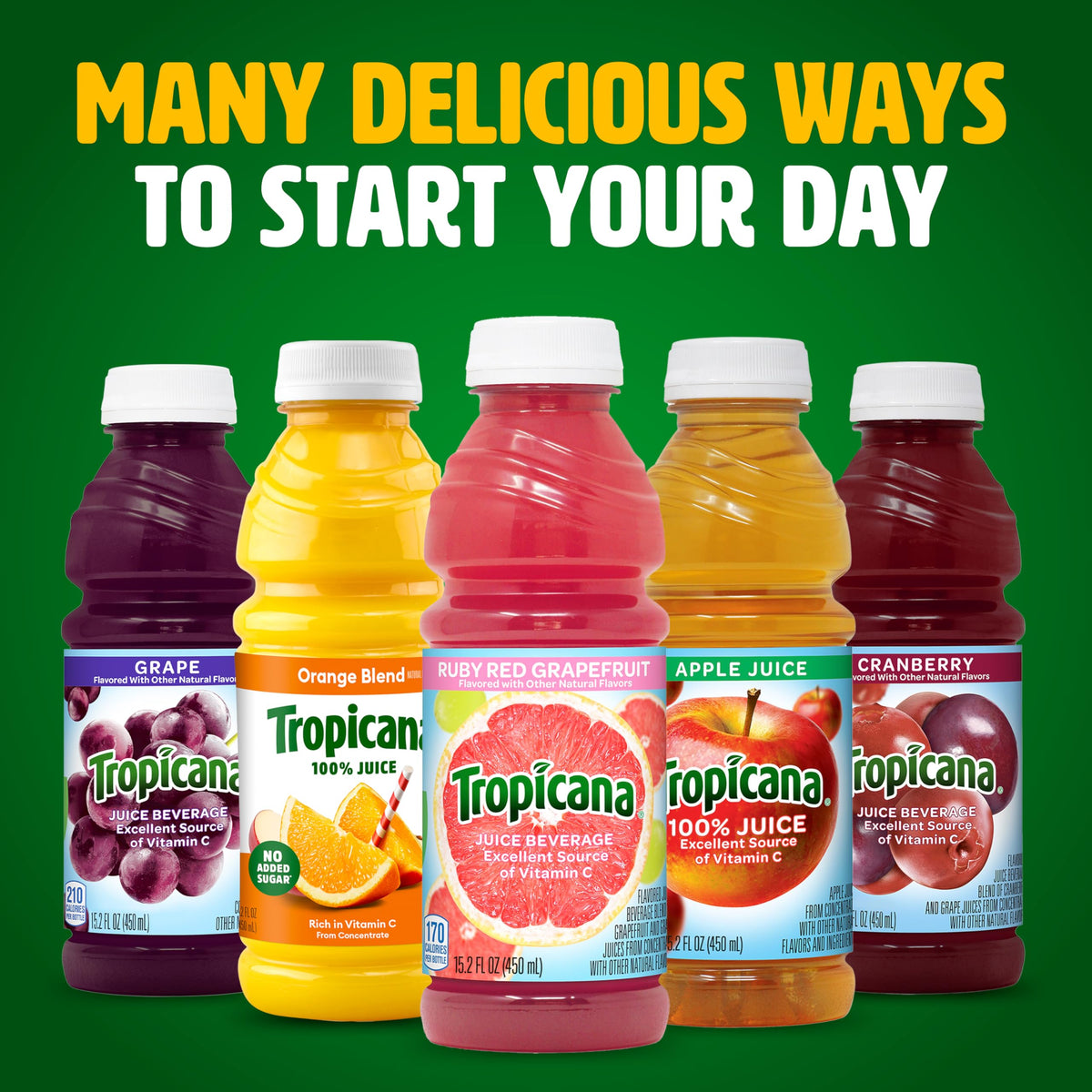 Tropicana Ruby Red Grapefruit Juice Drink – 12-Pack, 15.2 fl oz Bottles | Vitamin C