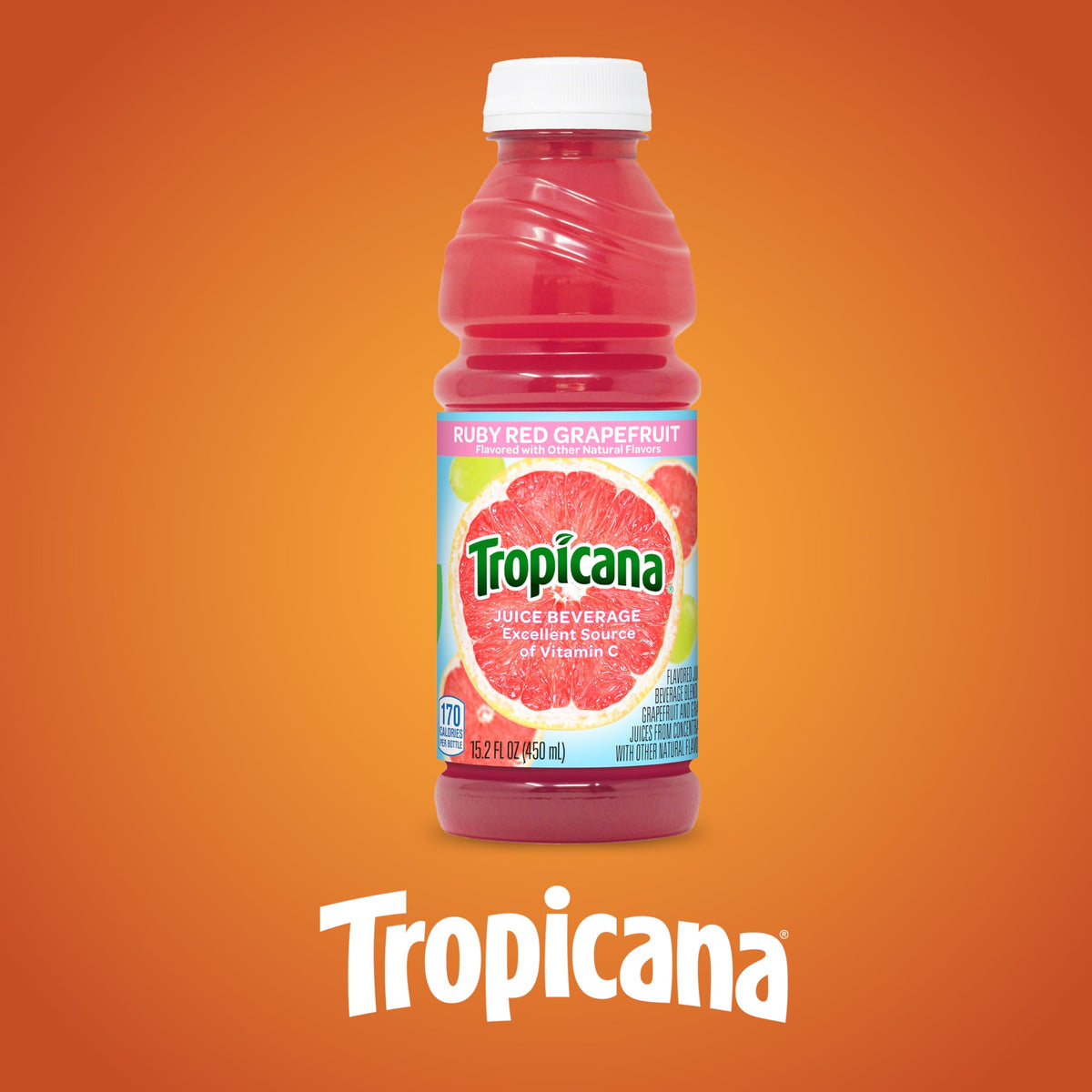 Tropicana Ruby Red Grapefruit Juice Drink – 12-Pack, 15.2 fl oz Bottles | Vitamin C