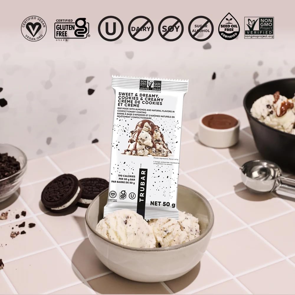 TRUBAR Vegan Protein Bar – Sweet & Dreamy Cookies and Creamy | Gluten Free, Dairy Free, 12g Protein
