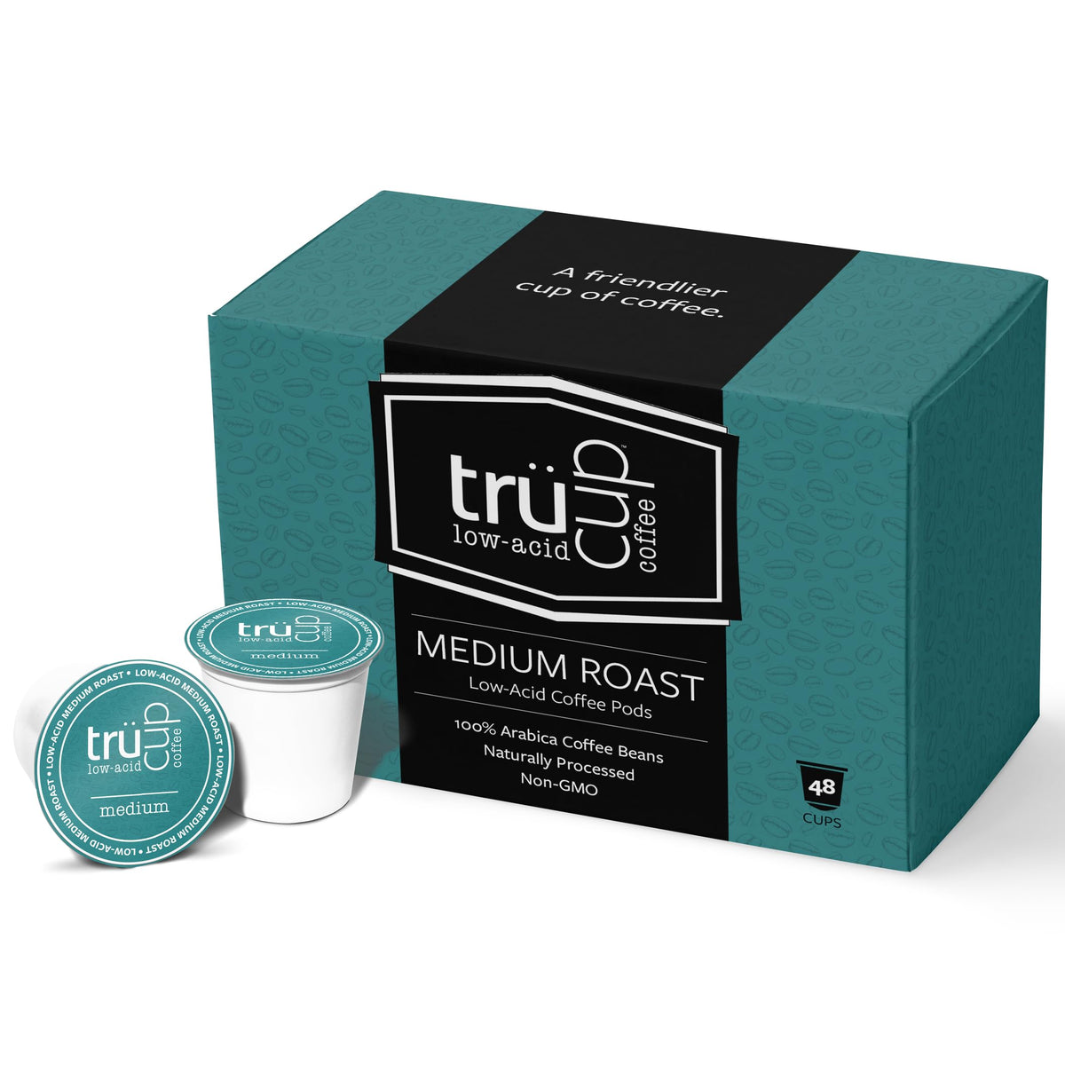 trücup Low Acid Medium Roast Coffee Pods – 48 Count, Keurig Compatible, Gentle on Stomach