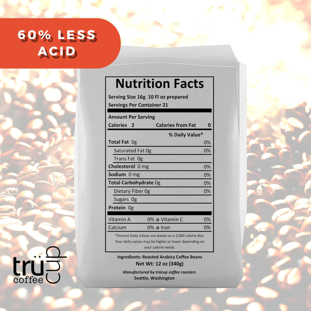 trücup Low Acid Medium Roast Coffee Pods – 48 Count, Keurig Compatible, Gentle on Stomach