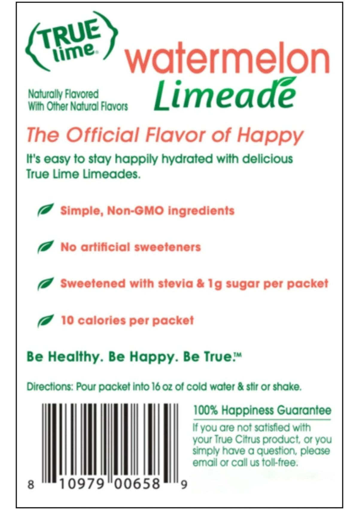 True Lime Watermelon Limeade Drink Mix – Pack of 6 (60 Packets) | 10 Calories per Packet, Natural Stevia