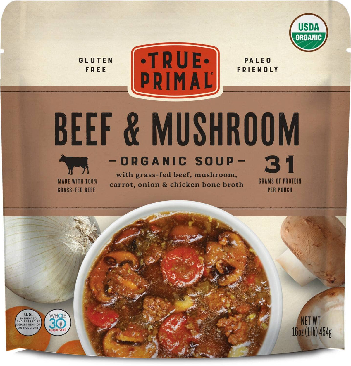 True Primal Beef & Mushroom Organic Soup 8-Pack – Ready to Eat, Gluten Free, Paleo, Whole30, Keto