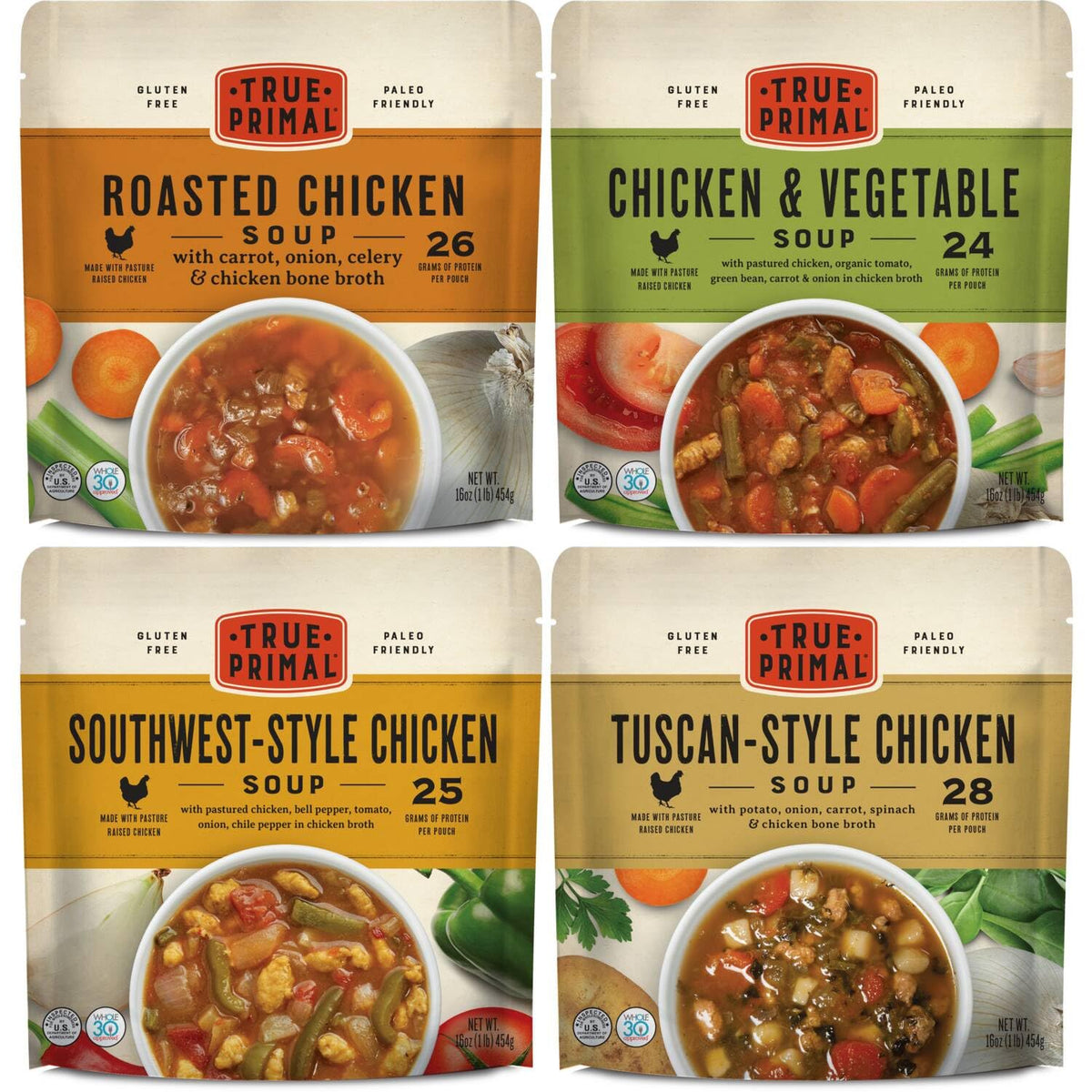 True Primal Souper Chicken Variety 8-Pack - Ready to Eat, Gluten Free, Paleo