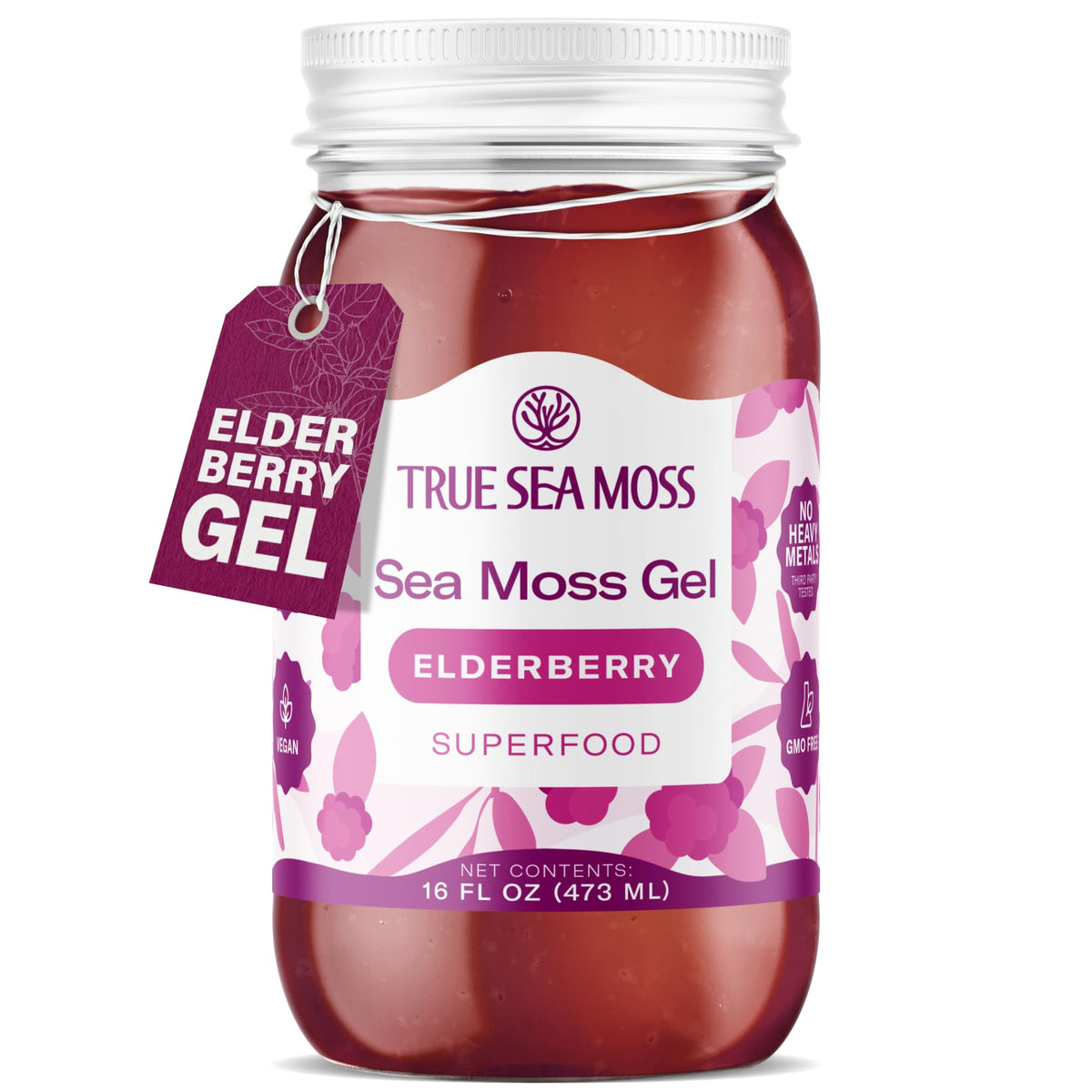 TrueSeaMoss Sea Moss Gel with Elderberry – USA Made, 16oz