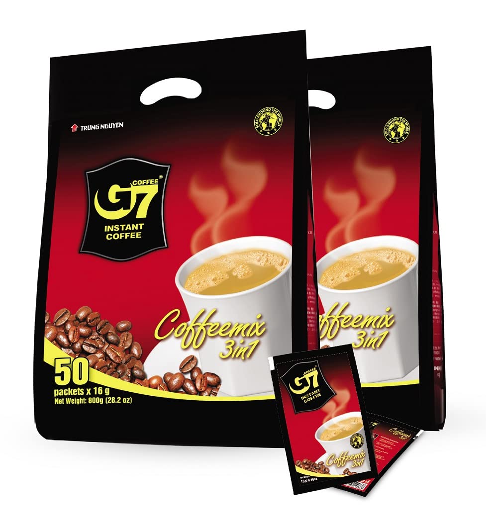 Trung Nguyen G7 3 in 1 Instant Coffee — Bold Vietnamese Coffee, 50 Packets (2 Bags)