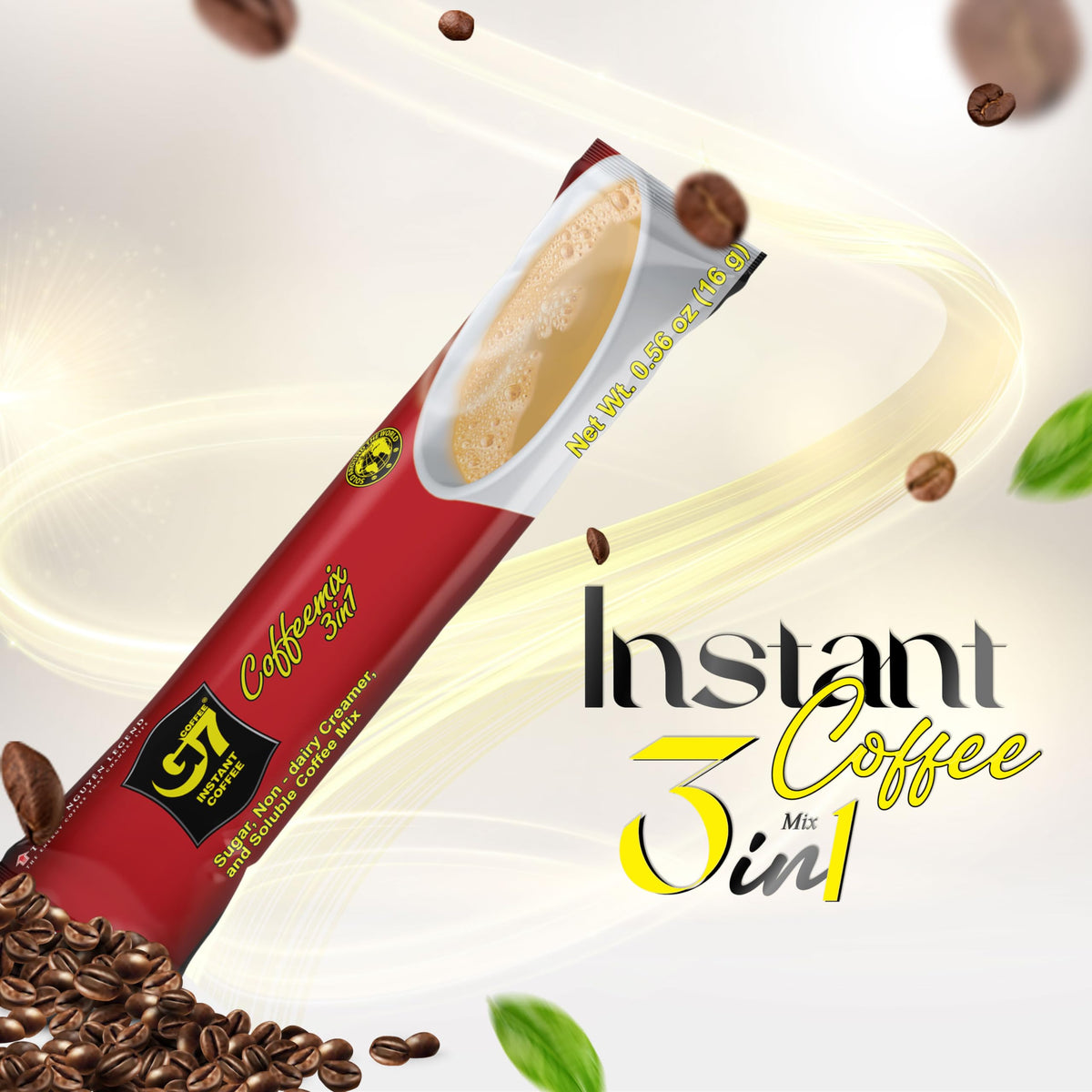 TRUNG NGUYÊN Legend G7 Instant Coffee - 3-in-1 with NANO+ Technology, Roasted Ground Blend, Non-dairy Creamer & Sugar (100 Sticks)