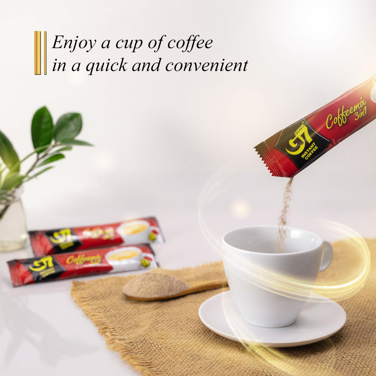 TRUNG NGUYÊN Legend G7 Instant Coffee - 3-in-1 with NANO+ Technology, Roasted Ground Blend, Non-dairy Creamer & Sugar (100 Sticks)