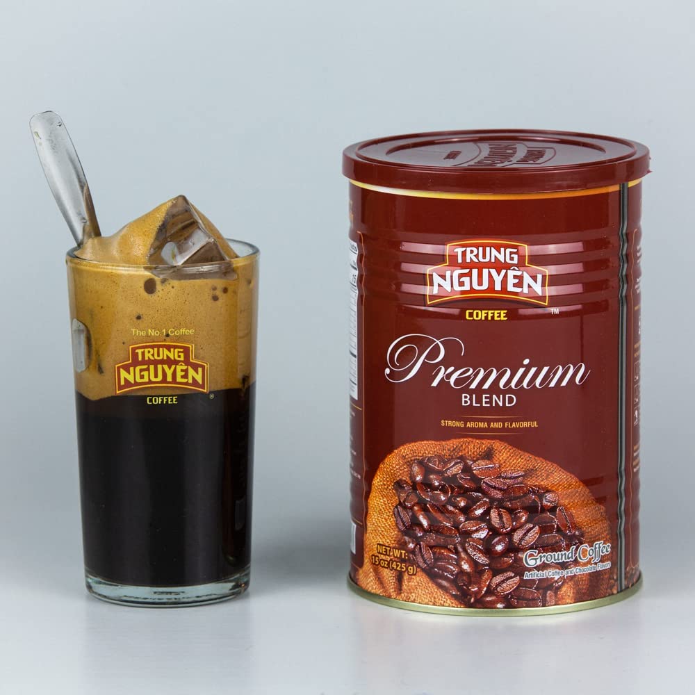 Trung Nguyen Premium Blend — Strong Arabica & Robusta Coffee, Chocolate Notes (15 oz Can, Pack of 2)