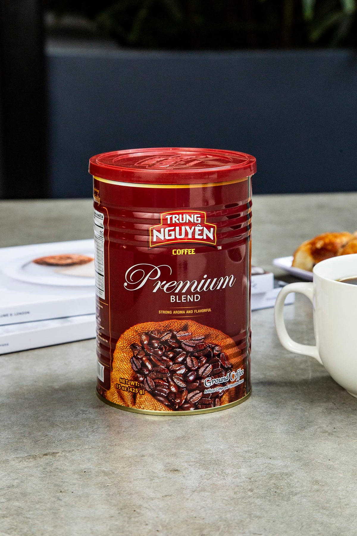 Trung Nguyen Premium Blend — Strong Arabica & Robusta Coffee, Chocolate Notes (15 oz Can, Pack of 2)