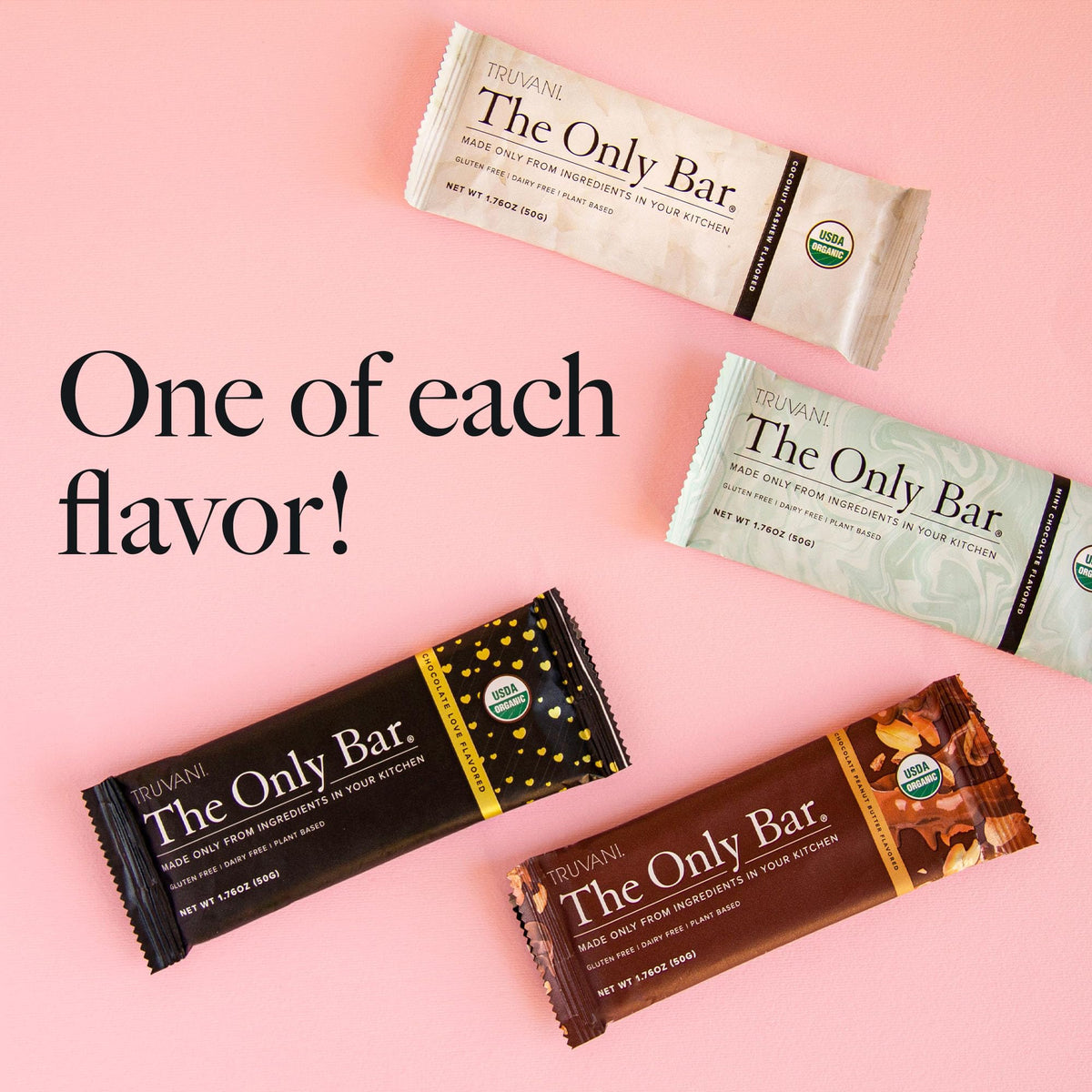 Truvani Plant Based Snack Bars | Variety 12 Pack | 5-8g Protein | USDA Organic & Vegan | Dairy, Soy & Gluten Free | Individually Wrapped