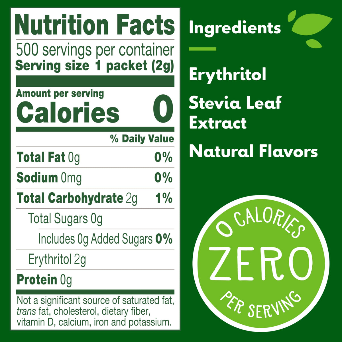 Truvia Original Calorie-Free Sweetener Packets – 500 Count, Zero-Calorie Stevia Blend