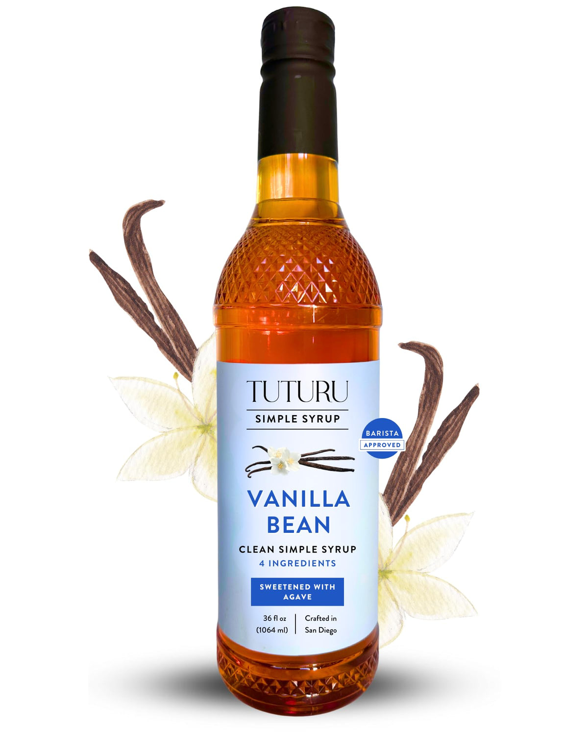 Tuturu Botanical Coffee Vanilla Agave Syrup – Real Vanilla & Organic Agave, 36 oz