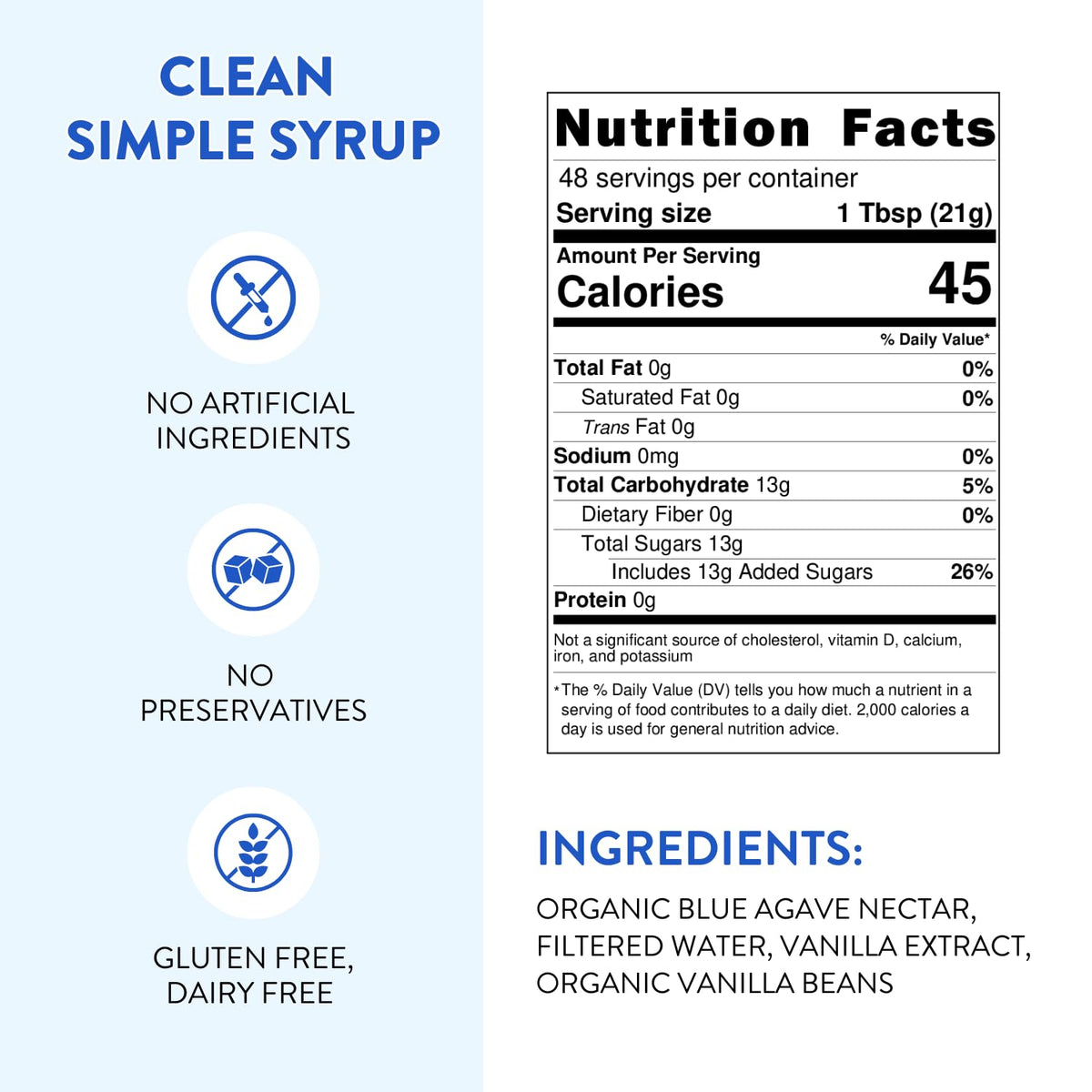 Tuturu Botanical Coffee Vanilla Agave Syrup – Real Vanilla & Organic Agave, 36 oz