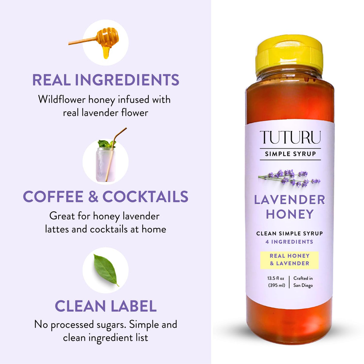 Spring Syrup Bundle: Lavender & Vanilla Simple Syrups (13.5 oz, 2-Pack) | Tuturu Botanical Coffee