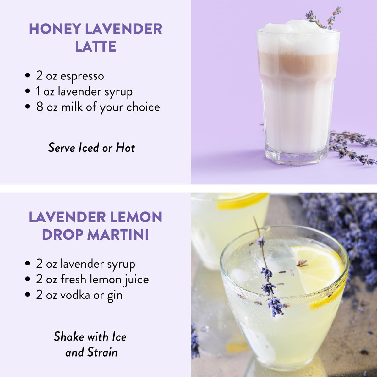 Spring Syrup Bundle: Lavender & Vanilla Simple Syrups (13.5 oz, 2-Pack) | Tuturu Botanical Coffee