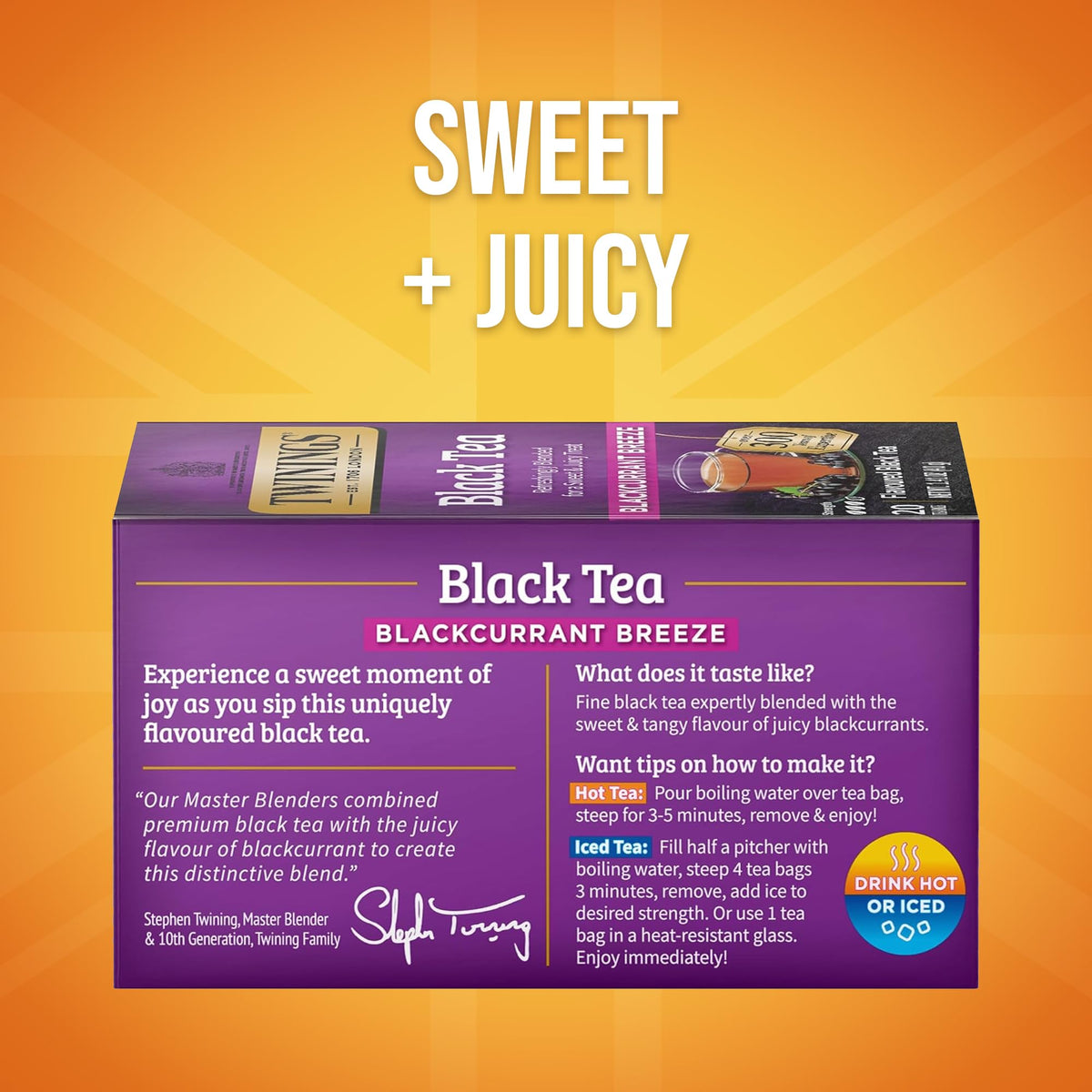 Twinings Blackcurrant Breeze Black Tea Bags – 120 Count (Pack of 6), Caffeinated