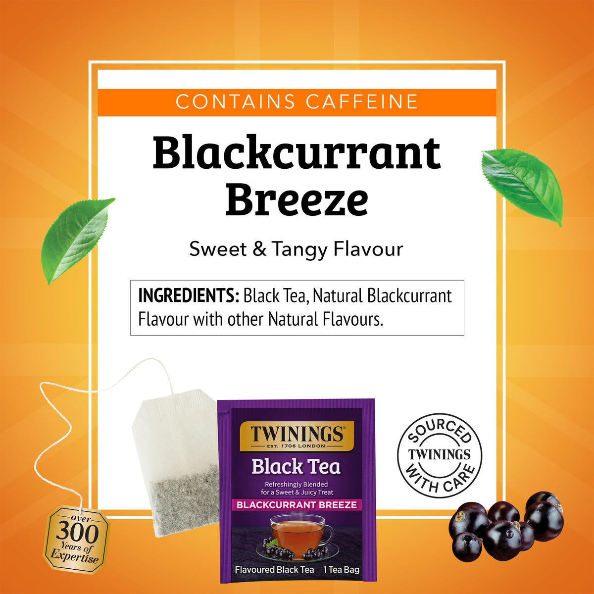Twinings Blackcurrant Breeze Black Tea Bags – 120 Count (Pack of 6), Caffeinated