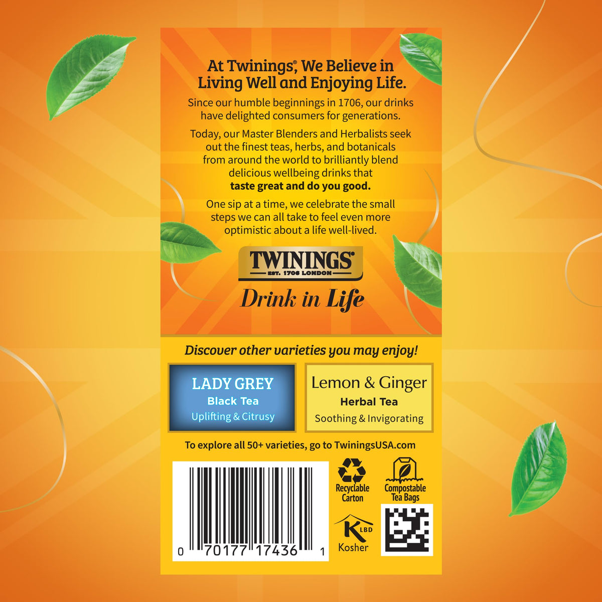 Twinings Earl Grey Lavender Black Tea Bags — 120 Count (Pack of 6), Citrus & Bergamot, Caffeinated