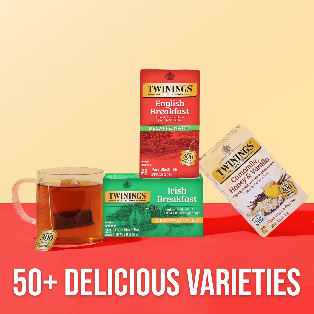 Twinings Decaffeinated English Breakfast Tea Bags – 150 Count (6 x 25 Bags), Smooth & Full-Bodied