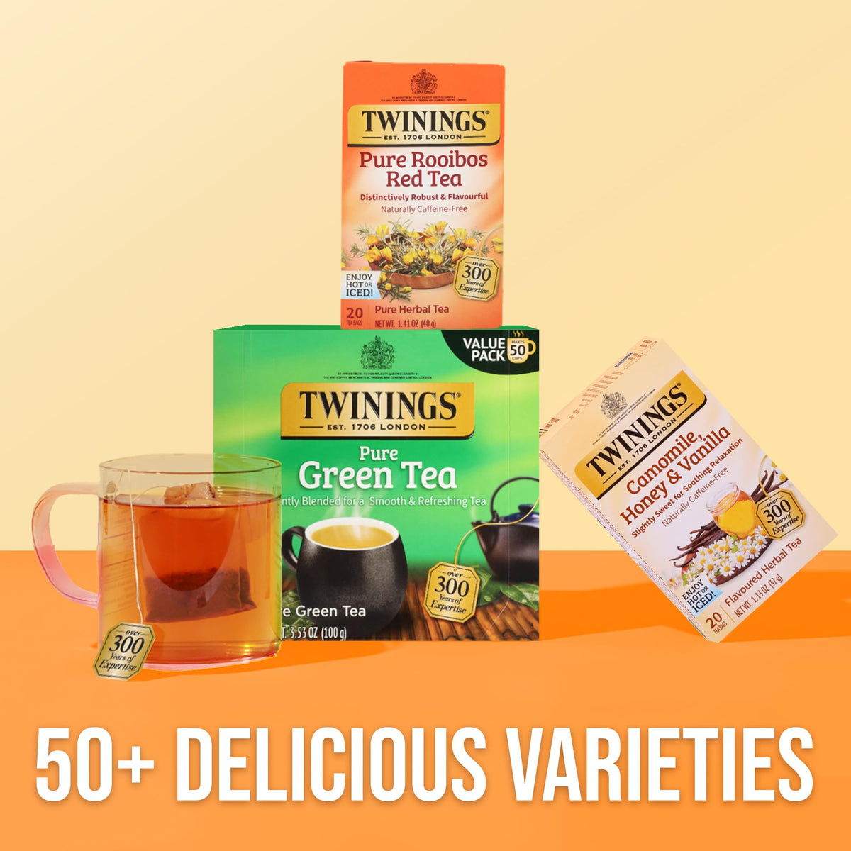 Twinings Pure Rooibos Red Herbal Tea Bags – 120 Teabags (Pack of 6), Caffeine-Free