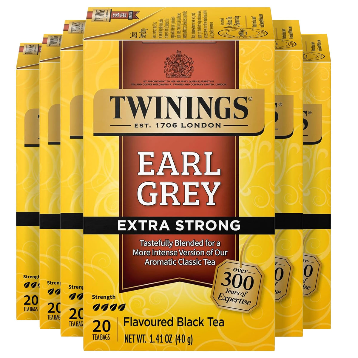 Twinings Earl Grey Extra Strong Tea Bags — 120-Count Pack of 6 (Citrus Bergamot)