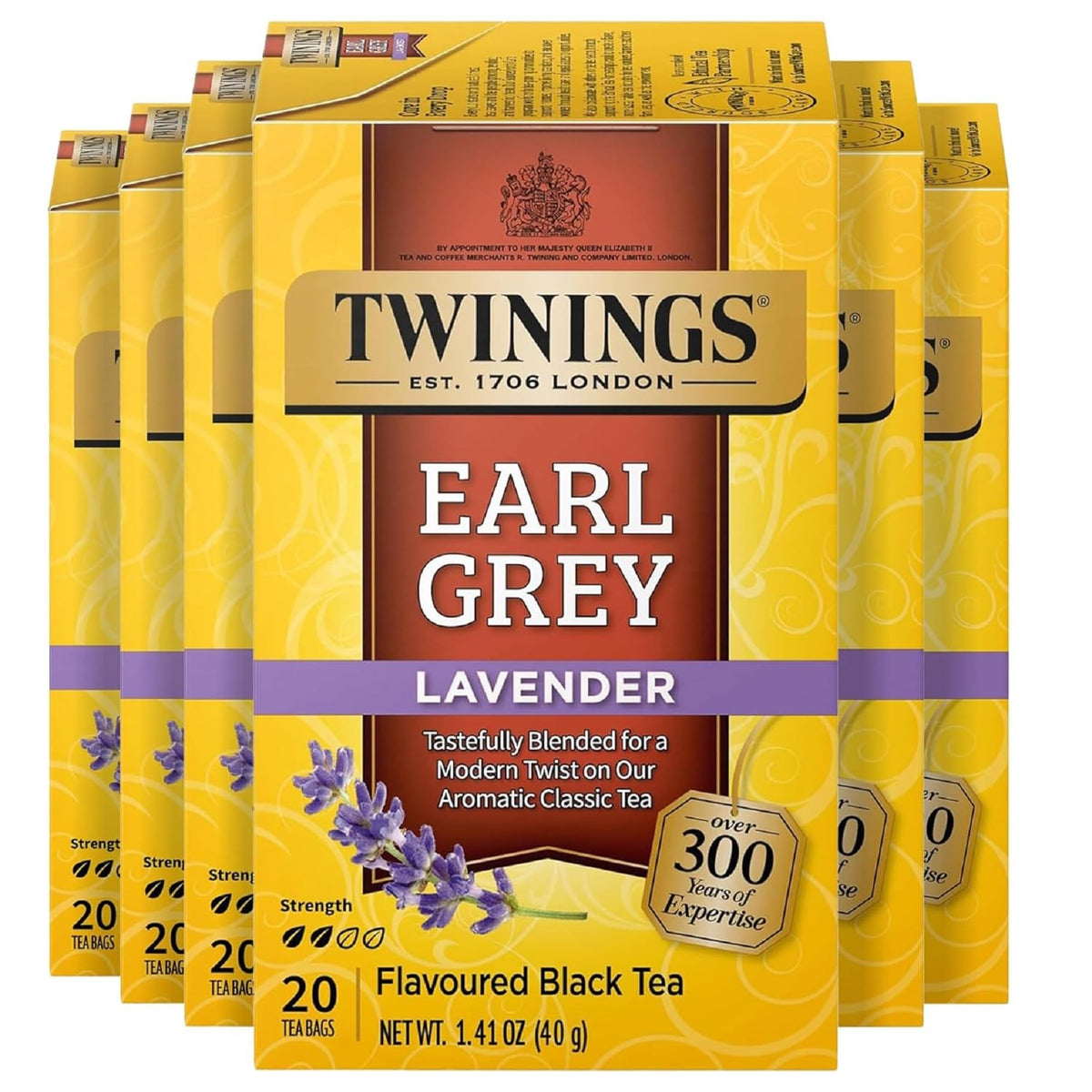 Twinings Earl Grey Lavender Black Tea Bags — 120 Count (Pack of 6), Citrus & Bergamot, Caffeinated