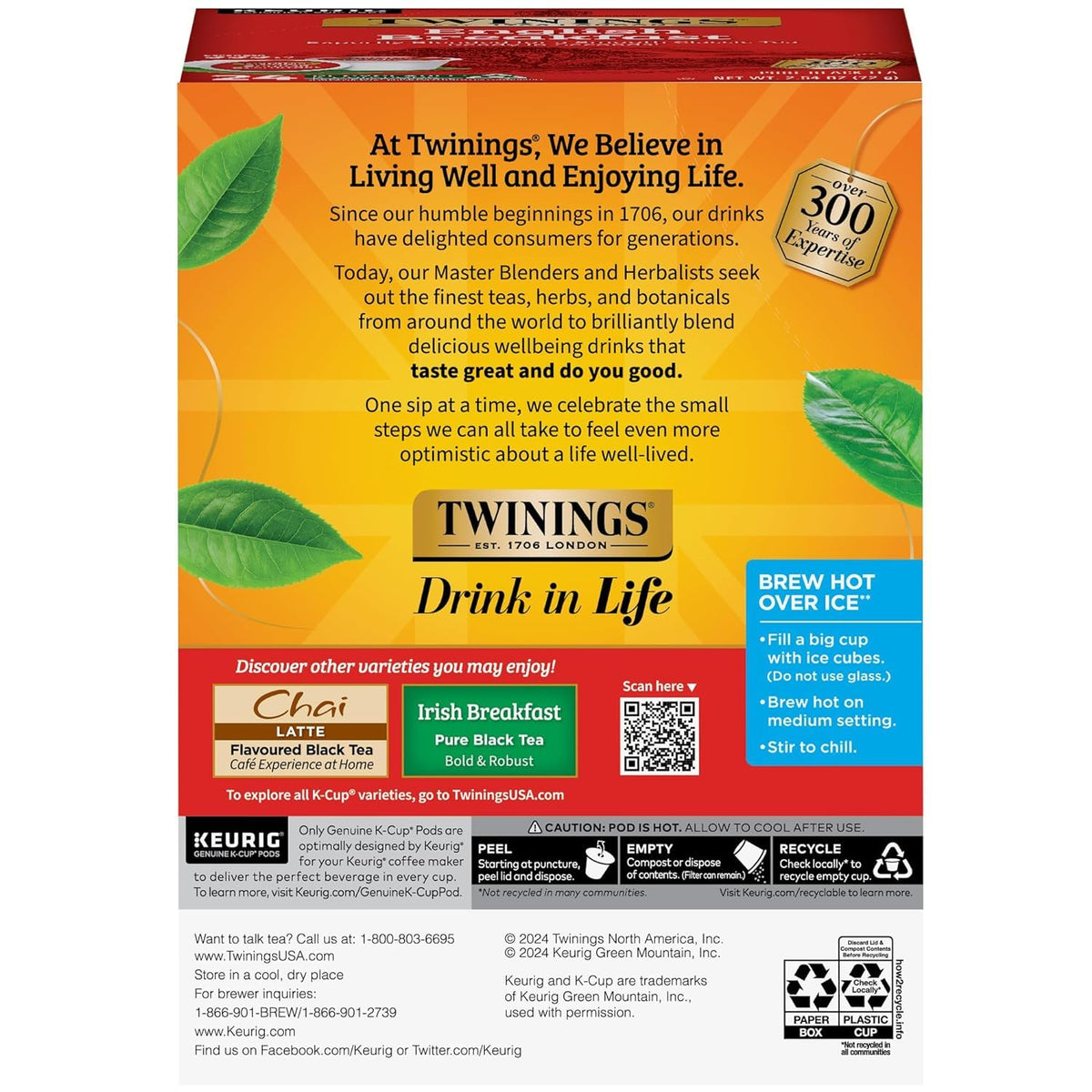 Twinings English Breakfast Tea Pods for Keurig – Pack of 2 (48 Pods), Caffeinated Black Tea