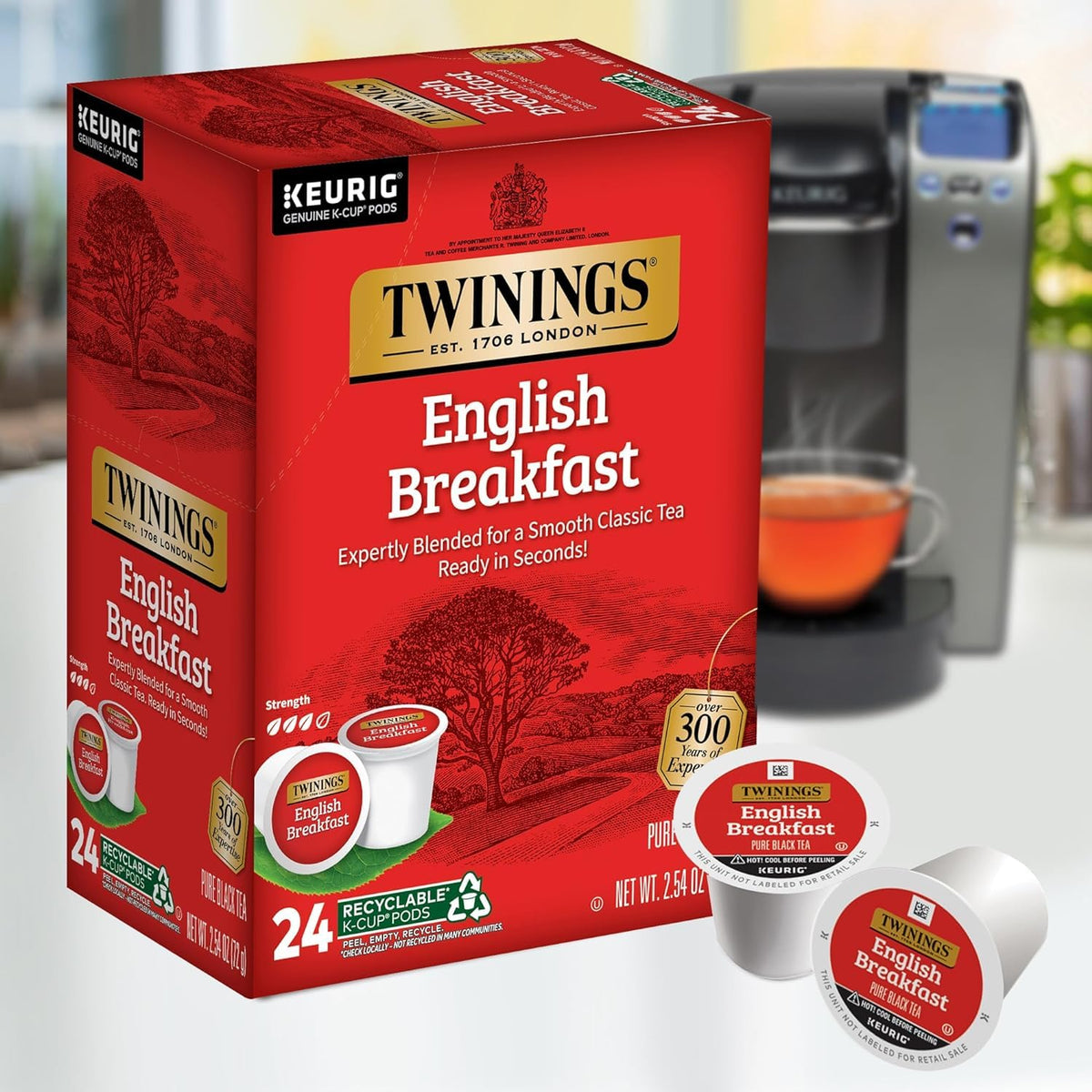 Twinings English Breakfast Tea Pods for Keurig – Pack of 2 (48 Pods), Caffeinated Black Tea
