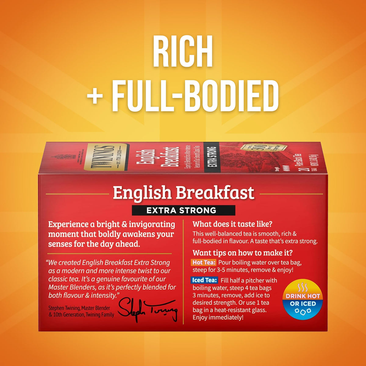 Twinings Extra Strong English Breakfast Tea – 120 Bags, Pack of 6 | Robust, Caffeinated & Individually Wrapped