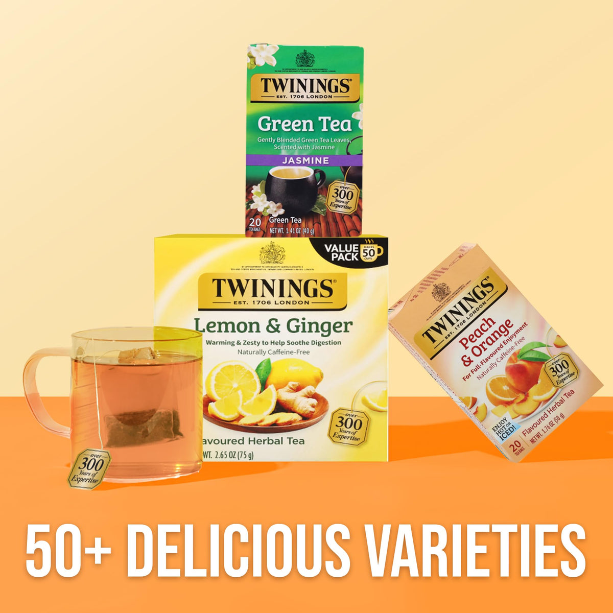 Twinings Peach & Orange Herbal Tea - Naturally Caffeine-Free, 120 Bags (Pack of 6)