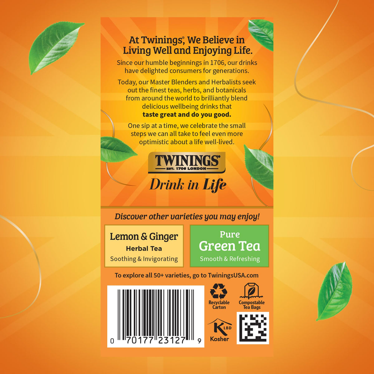 Twinings Honeybush Mandarin Orange Herbal Tea – Naturally Caffeine-Free, 120 Teabags (6-Pack)
