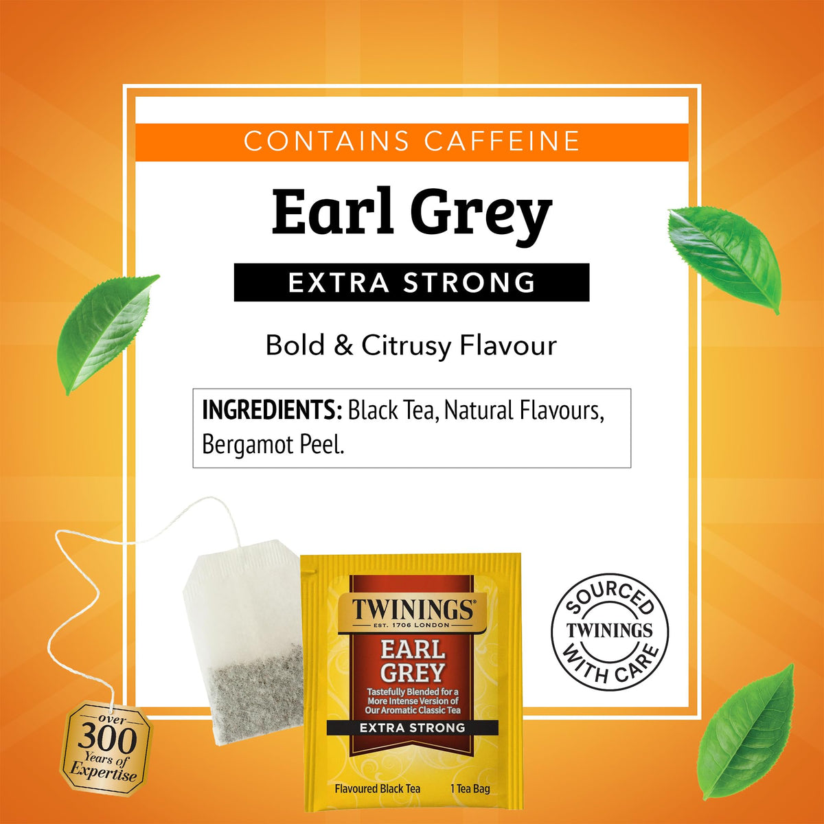 Twinings Earl Grey Extra Strong Tea Bags — 120-Count Pack of 6 (Citrus Bergamot)