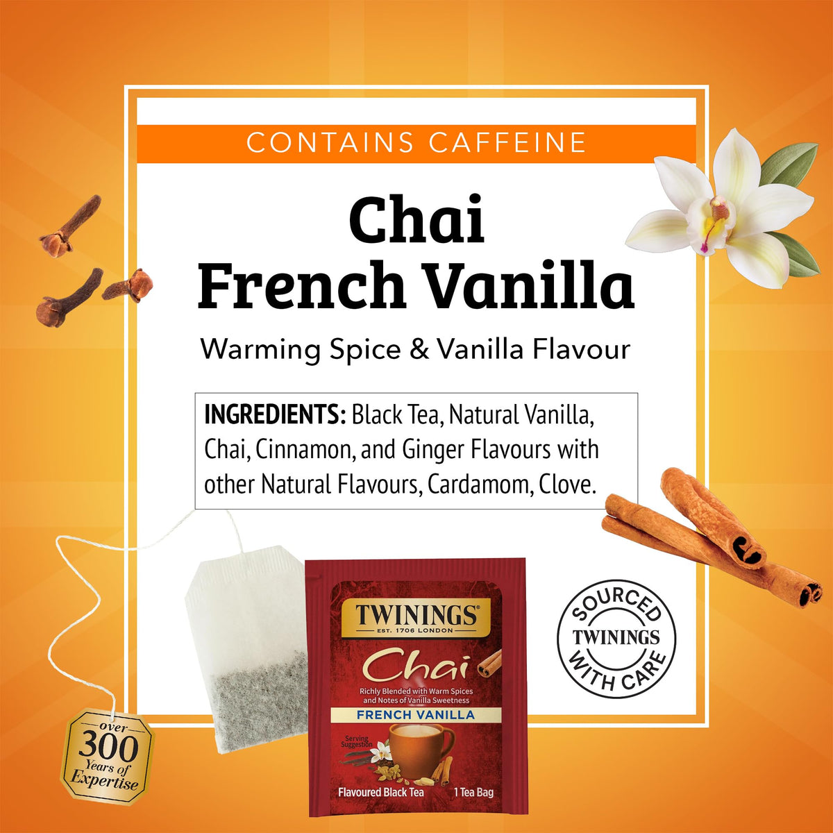 Twinings French Vanilla Chai Black Tea Bags – 120 Count (Pack of 6)