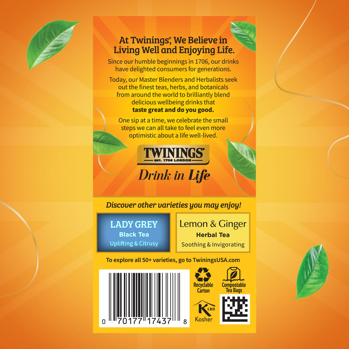 Twinings Earl Grey Extra Strong Tea Bags — 120-Count Pack of 6 (Citrus Bergamot)