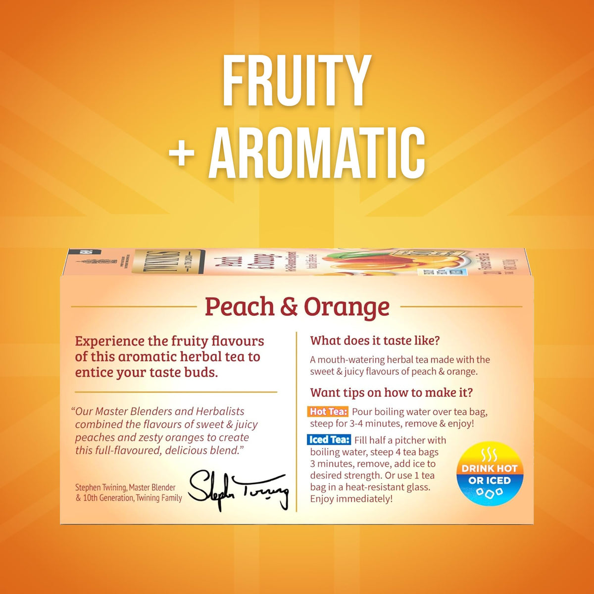 Twinings Peach & Orange Herbal Tea - Naturally Caffeine-Free, 120 Bags (Pack of 6)
