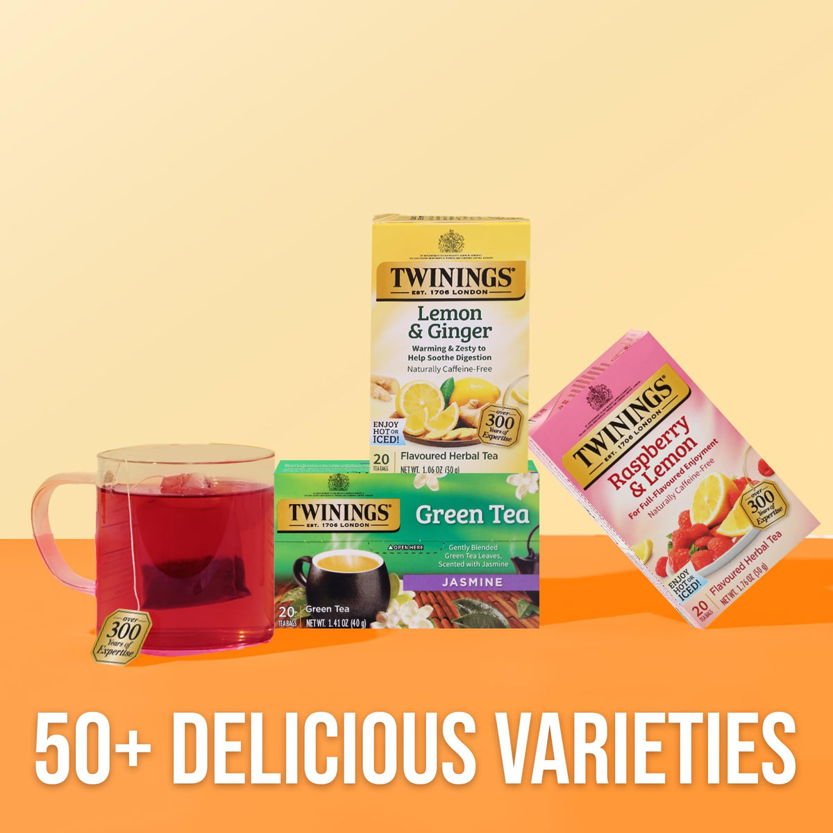 Twinings Raspberry & Lemon Herbal Tea — 120 Bags, Naturally Caffeine-Free