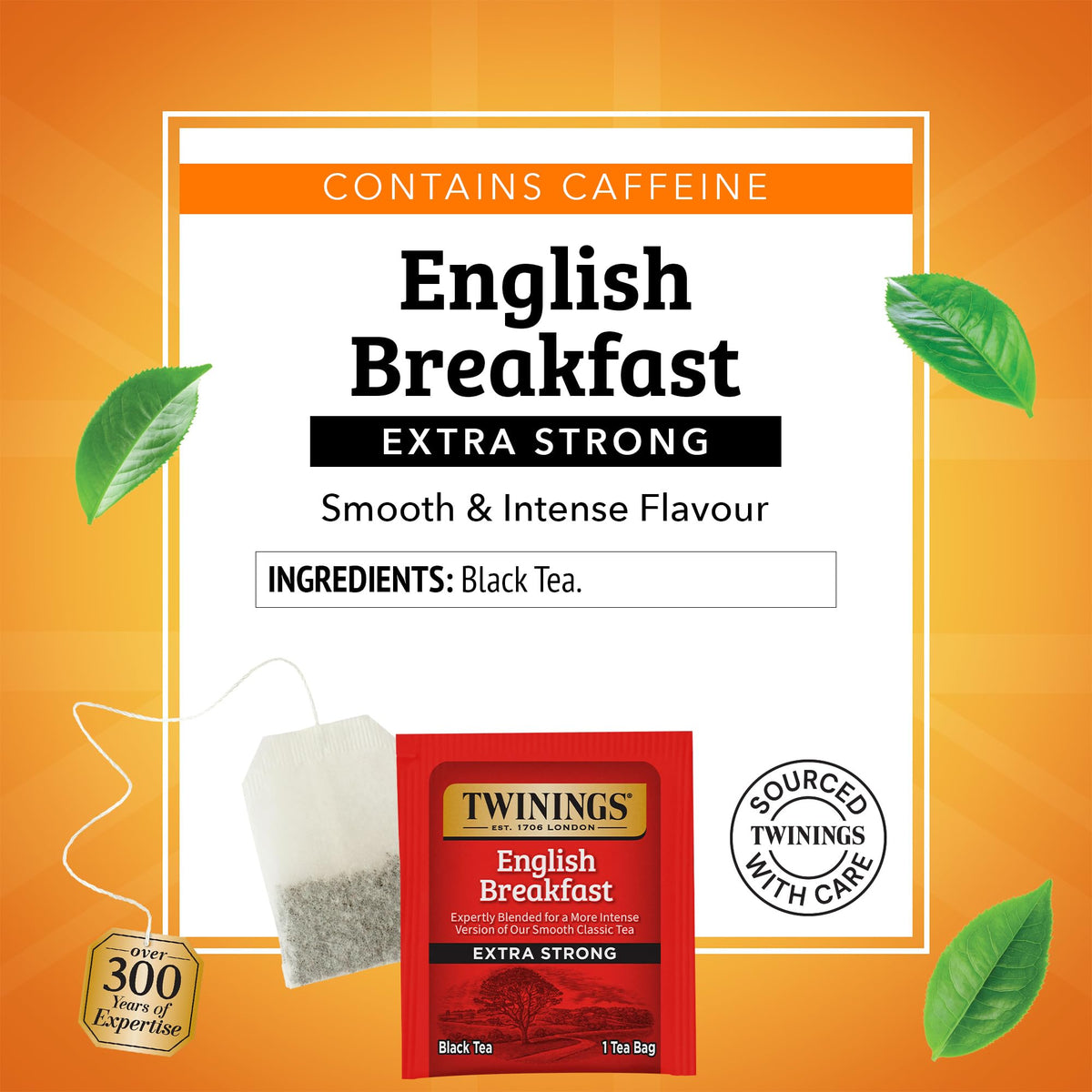 Twinings Extra Strong English Breakfast Tea – 120 Bags, Pack of 6 | Robust, Caffeinated & Individually Wrapped