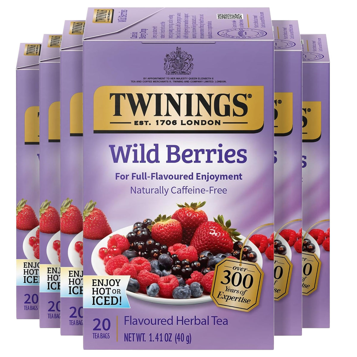 Twinings Wild Berries Herbal Tea – 120 Bags (6 x 20), Naturally Caffeine-Free