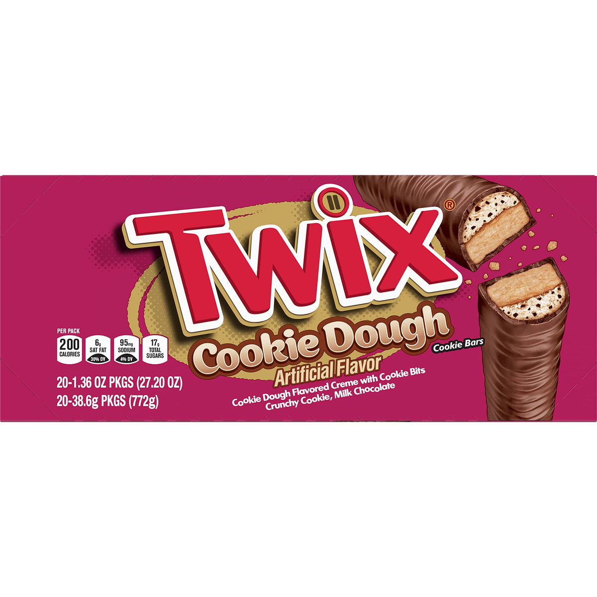 TWIX Cookie Dough Milk Chocolate Bars – 20 Pack, 1.36 oz Bars