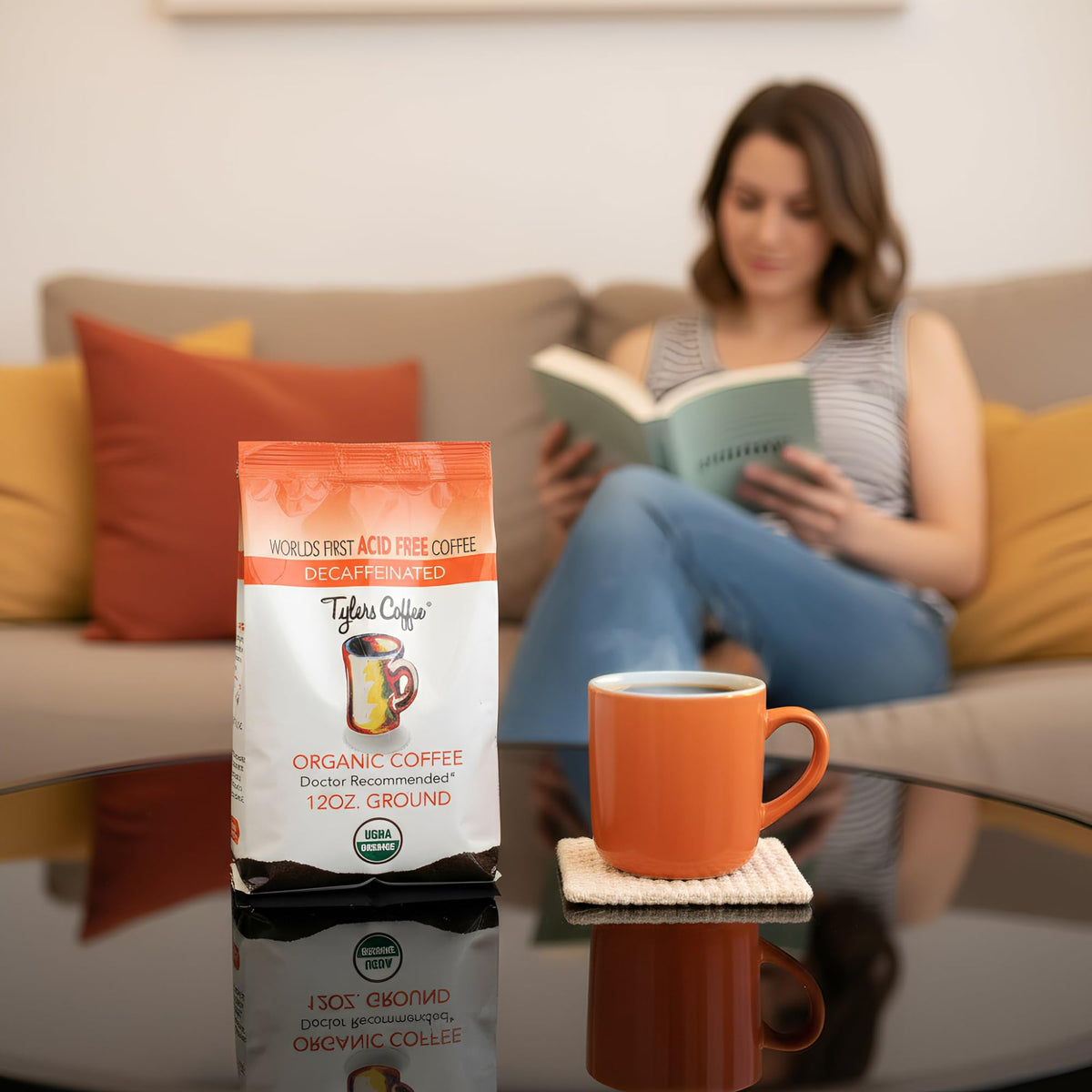 TYLERS COFFEE Decaf Ground Coffee – 100% Arabica Full Flavor – 2 x 12 oz