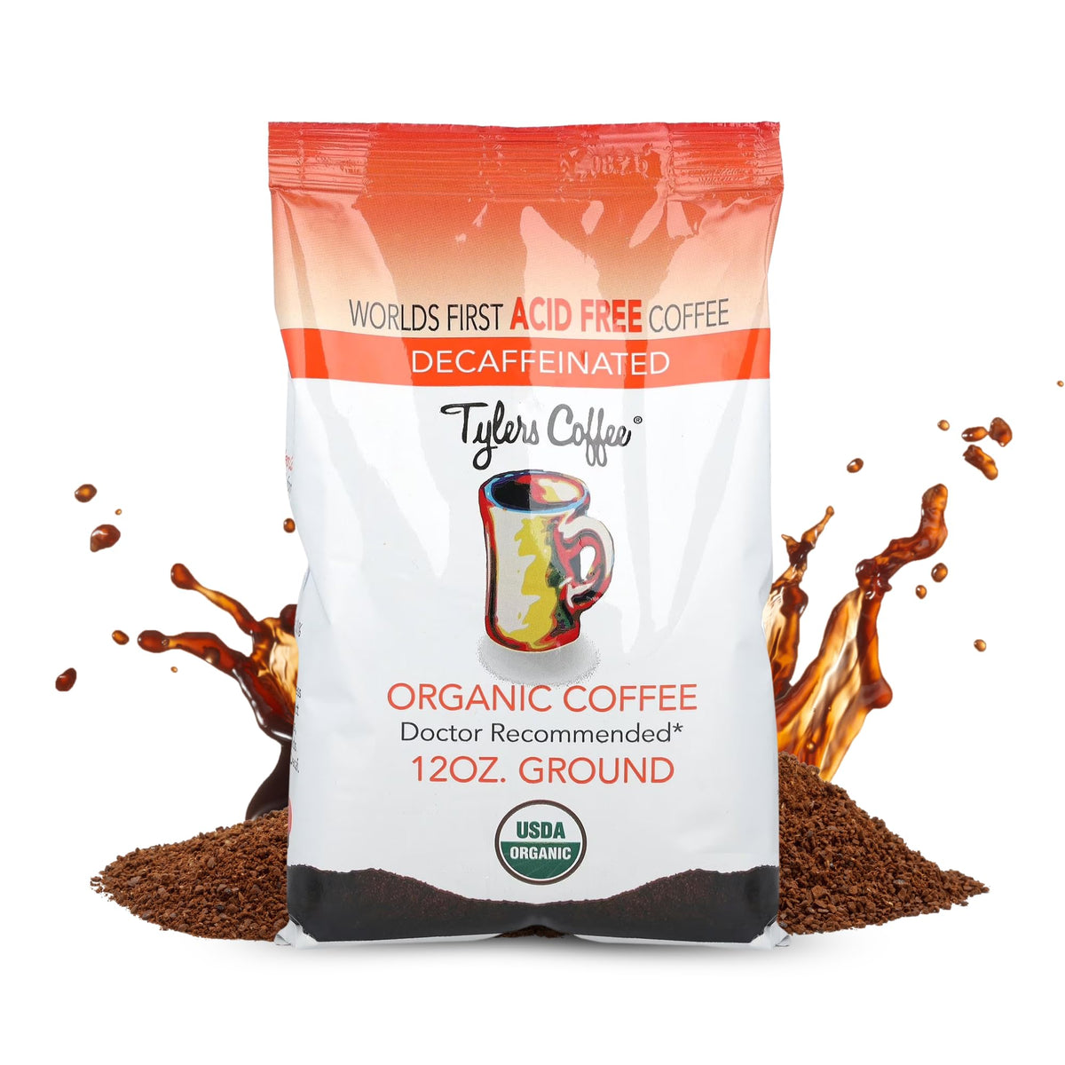 TYLERS COFFEE Decaf Ground Coffee – 100% Arabica Full Flavor – 2 x 12 oz