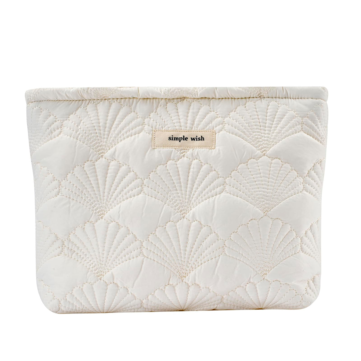 uekeboag White Shells Quilted Cotton Makeup Bag,Coquette Travel Pouch