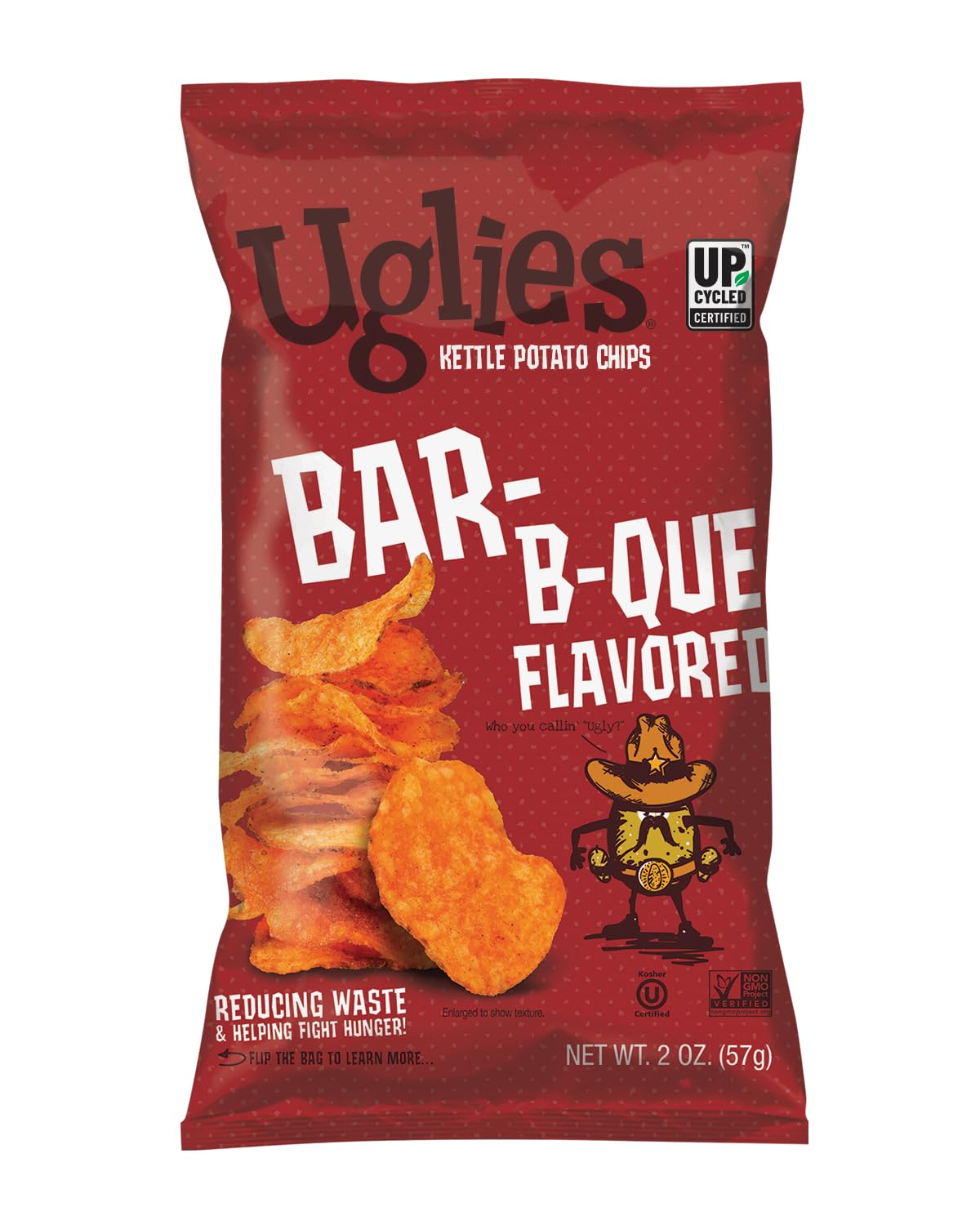 UGLIES BBQ Kettle-Cooked Potato Chips – Gluten-Free, Kosher, Non-GMO (Pack of 12, 2 oz each)