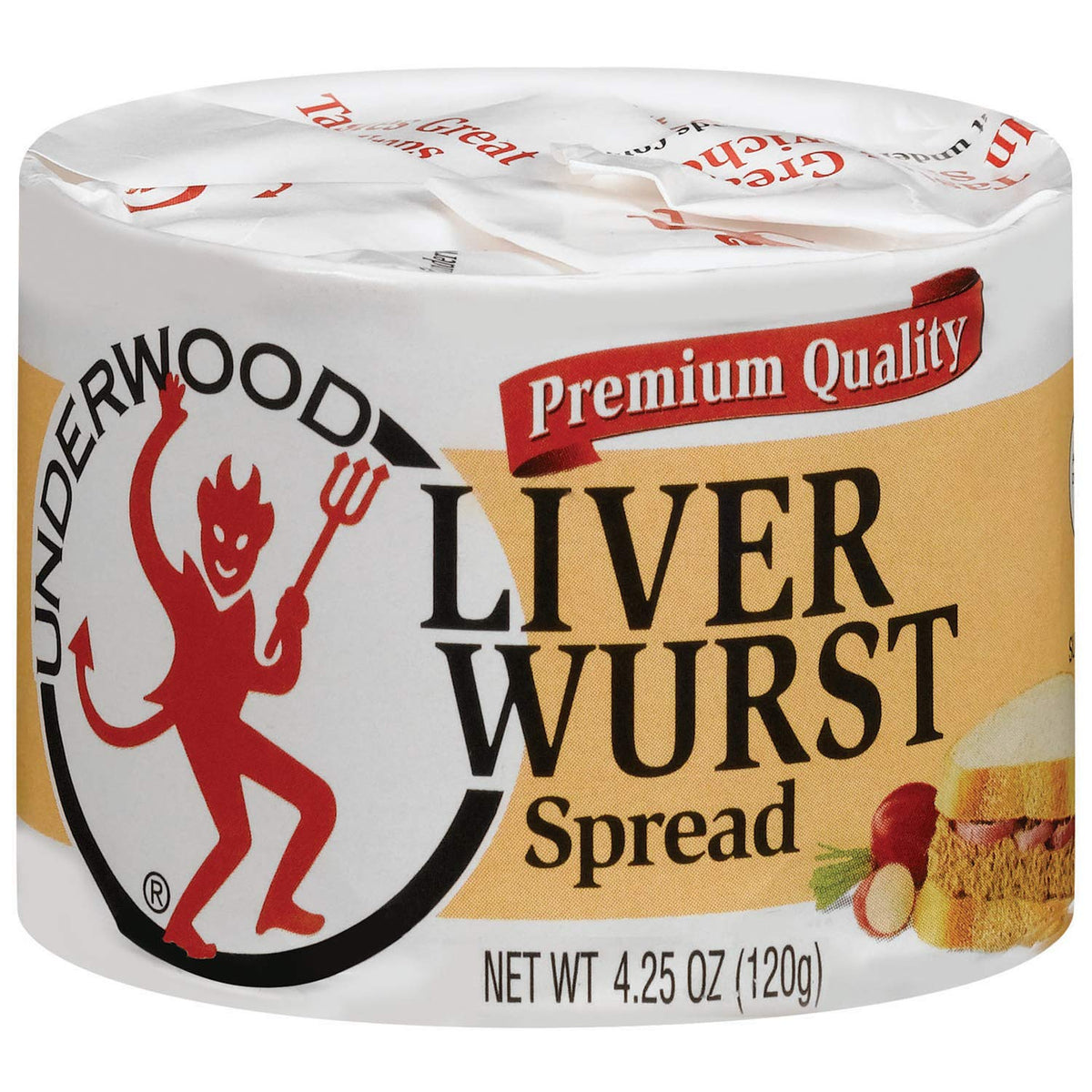 Underwood Liver Wurst Spread - 4.25 oz Can (Pack of 24) | Classic American Sandwich Spread