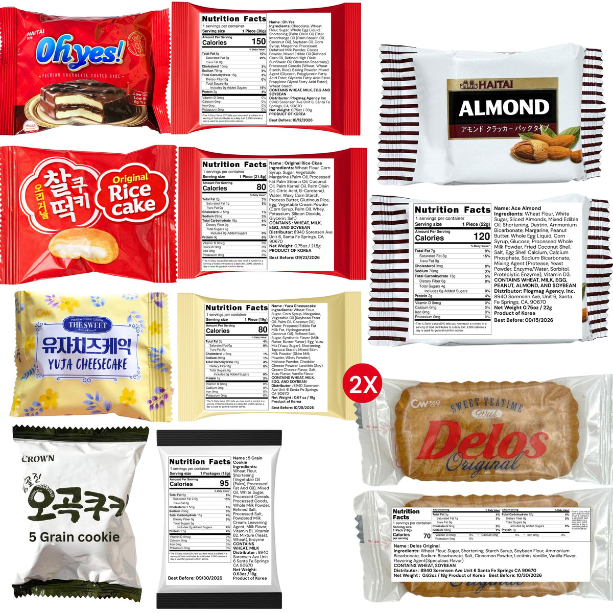 UNHA'S ASIAN SNACK BOX - Korean Snack Box Variety Pack (50 Count) Care Package & Gift Set