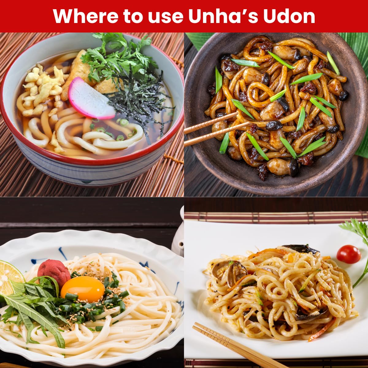 Unha's Japanese Sanuki Fresh Udon Noodles – 3-Pack Jumbo Chewy Noodles (22 oz Total), No Soup Included